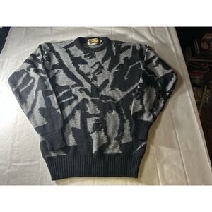 VTG Carreri Future Sport Mohair Abstract Sweater Mens Medium Black 100% Mofeel